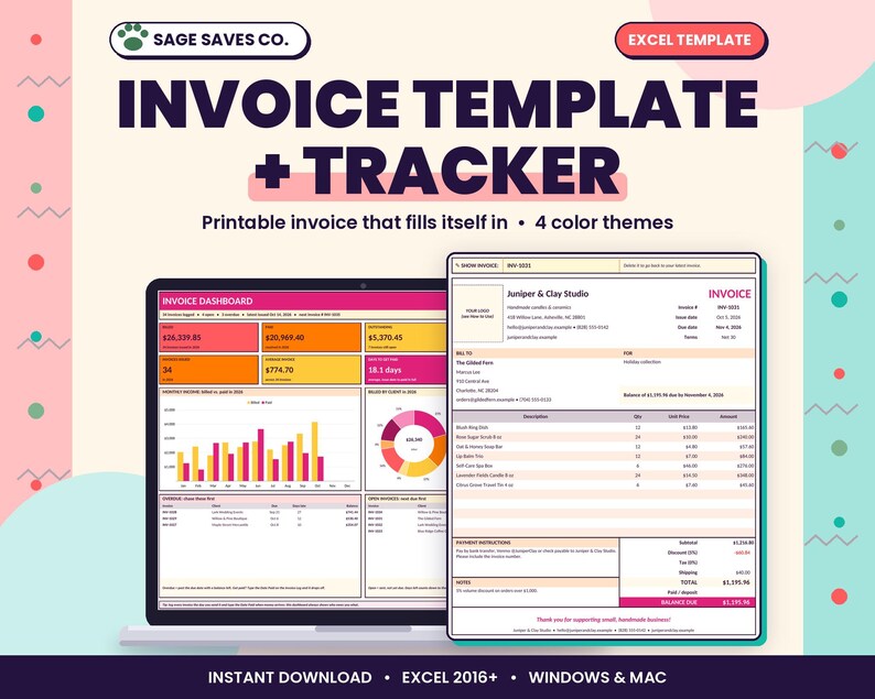 Proforma Invoice Tracker Invoice Template Excel, Invoice Tracker Spreadsheet, Small Business ...