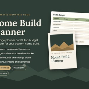 Planner en budgetplanner voor de bouw van een op maat gemaakt huis, printbaar PDF-bestand en Excel-tracker (digitale download)