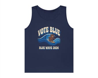 Camiseta sin mangas Vote Blue Surf Bear - Camiseta sin mangas demócrata Ola Azul 2026, regalo del orgullo liberal