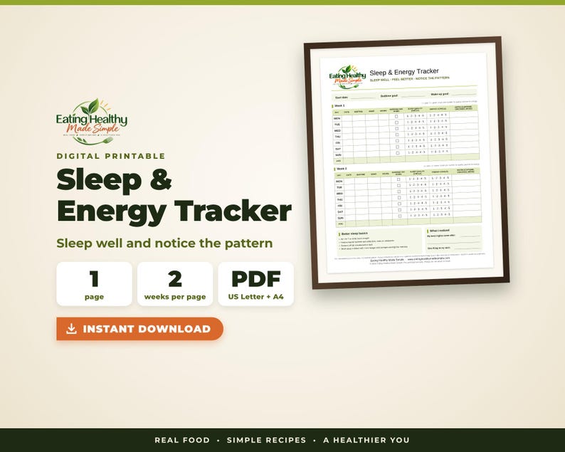 Sleep Tracker Printable, Sleep and Energy Log, Mood Tracker, Daily ...