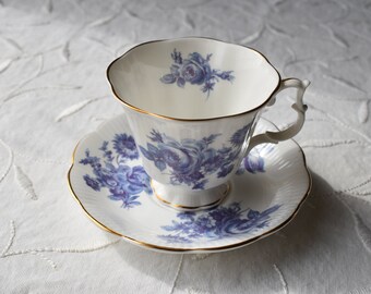 Royal Albert Bone China Footed Teacup & Saucer Cornflower Blue Rose