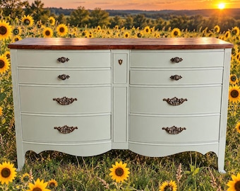 Vintage Dixie Dresser | Sage Green Farmhouse Dresser | Refinished 8 Drawer Bedroom Furniture LOCAL PICKUP ONLY- no shipping