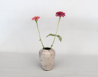 Flower Vase, Handmade Ceramic, Raku Fired, White Crackled, Flower Pot, Stoneware Vase, One of a kind, Fine Art Home Decor, Elegant Art Gift