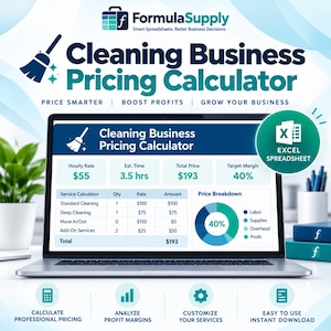 Cleaning Business Pricing Calculator, House Cleaning Quote Spreadsheet (Excel/Google Sheets)
