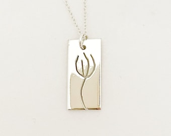 Handcrafted genuine silver pendant with necklace: "Dandelion seeds in frame #1". One-of-a-kind, handmade. Gift idea. Free shipping in Norway