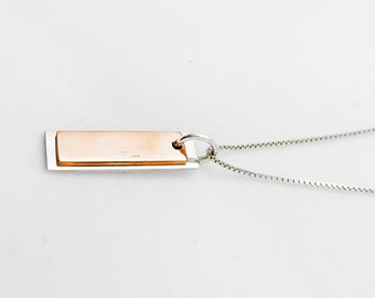 Handcrafted genuine .925 silver & copper pendant with necklace. One-of-a-kind, handmade. Gift idea. Unisex.