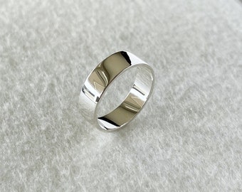 MIRROR. Wide band ring .925 silver. Handmade. Minimalist. High polished by hand. No mass production. Gift / present. Unisex. For him / her.