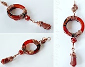 Unique red Agate & Carnelian pendant, copper, wire wrapped, one-of-a-kind. Base / root chakra, August birthstone, Gemini Virgo zodiac