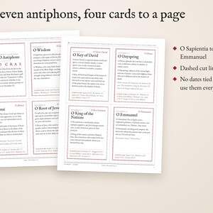 All seven antiphons, four cards to a page