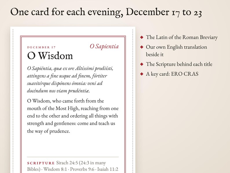 One card for each evening, December 17 to 23