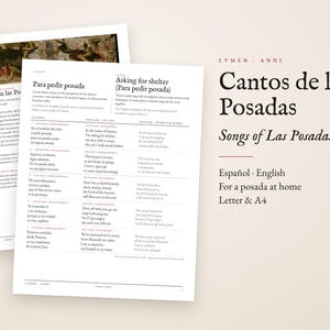 Las Posadas Songs Printable, Bilingual Spanish English Song Sheets, Para Pedir Posada Lyrics and Piñata Song, Mexican Christmas