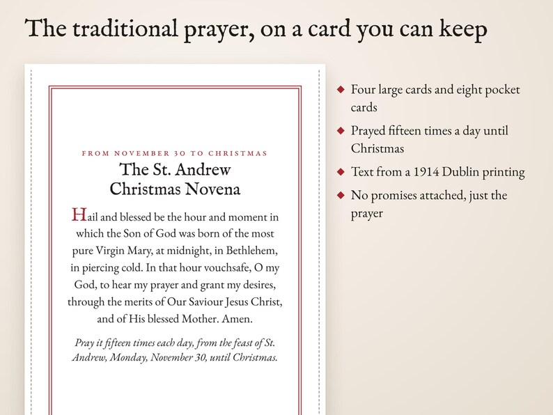 The traditional prayer, on a card you can keep