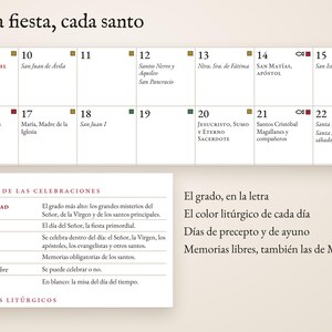 las casillas de los días y la leyenda de los grados