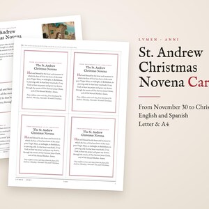 St Andrew Novena Cards 2026, Christmas Novena Prayer Printable in English and Spanish, Advent Prayer Cards for Catholic Families