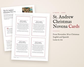 St Andrew Novena Cards 2026, Christmas Novena Prayer Printable in English and Spanish, Advent Prayer Cards for Catholic Families