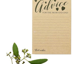 Advice for Mom and Dad Cards: Rustic Baby Shower Game Activity (4x6 Inches)