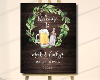Baby Is Brewing Welcome Sign – Rustic Beer Baby Shower (Digital Download)