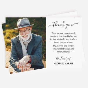 PRINTED + SHIPPED Funeral Thank You Cards & Envelopes Sympathy Acknowledgement Remembrance Ceremony, Celebration of Life, Personalized Photo