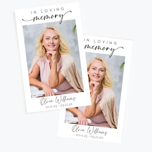 Personalized Memorial Prayer Cards: Photo Memory Celebration of Life Poem (Printed + Shipped)