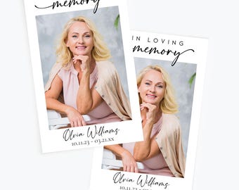 Personalized Memorial Prayer Cards: Photo Memory Celebration of Life Poem (Printed + Shipped)