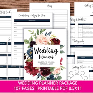 Wedding Planner Printable, Wedding Planning Book, Printable Wedding Planner, Wedding Binder Template, Engagement Gift Ideas, PDF Download