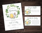 A Baby is Brewing Invitation, Coed Baby Shower Invite Set (Digital Download )