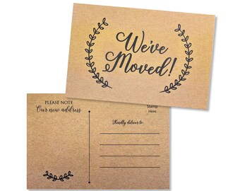 50 Moving Announcement Postcards - Fill in the Blank Change of Address - Rustic Kraft We've Moved Postcards, Change of New Address New House