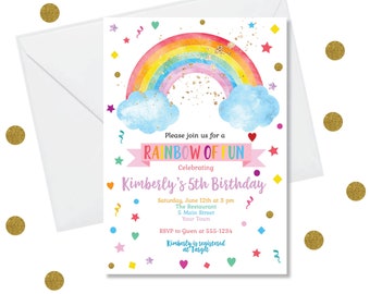 Rainbow Birthday Invitation – Editable Party Printable (Digital Download)