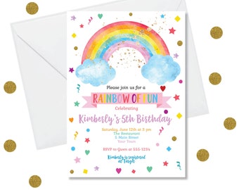 DIY Editable Invitation - Rainbow Party Invitation Print Yourself, Birthday Invitation DIY, Party Printable Invitation, Rainbow of Fun