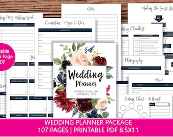 Wedding Planner Printable, Wedding Planning Book, Printable Wedding Planner, Wedding Binder Template, Engagement Gift Ideas, PDF Download