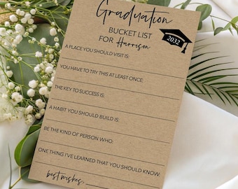Graduation Bucket List Advice Cards: Personalized Kraft Keepsake Wishes (4x6)