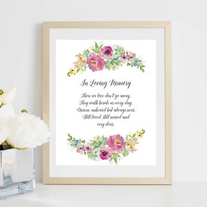 In Loving Memory Wedding sign, Memorial Printable Watercolor Pastel Floral Memory sign, Wedding Favor Instant Download, DIGITAL FILES