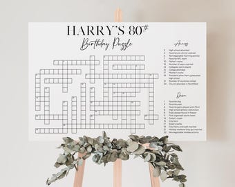 Personalized Birthday Crossword Puzzle: Giant Dry Erase Party Game