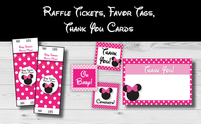Minnie Mouse Baby Shower Games Package, Favor Tags (PDF) bild 3
