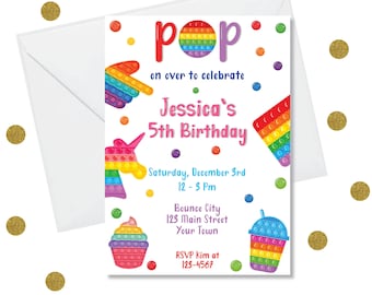 Pop It Birthday Invitation Template – Editable Fidget Toy Party (Digital Download)