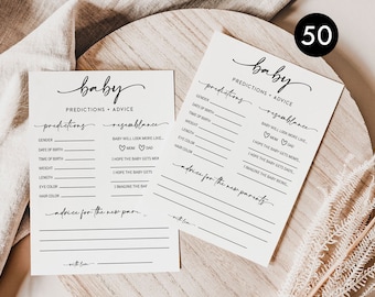 50 Baby Shower Advice and Prediction Cards: Minimalist Script (50-Cards) B8