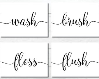 Lavis, brosse pour soie dentaire, tirages d'art, décoration de salle de bain (téléchargement numérique 5 x 7)