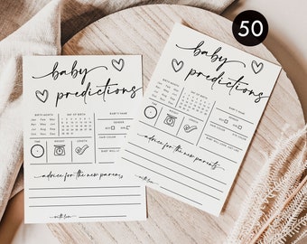 PRINTED + SHIPPED: 50 Baby Shower Advice and Prediction, Fun Shower Activity, Gender Neutral Minimalist, Heavy Card Stock B8