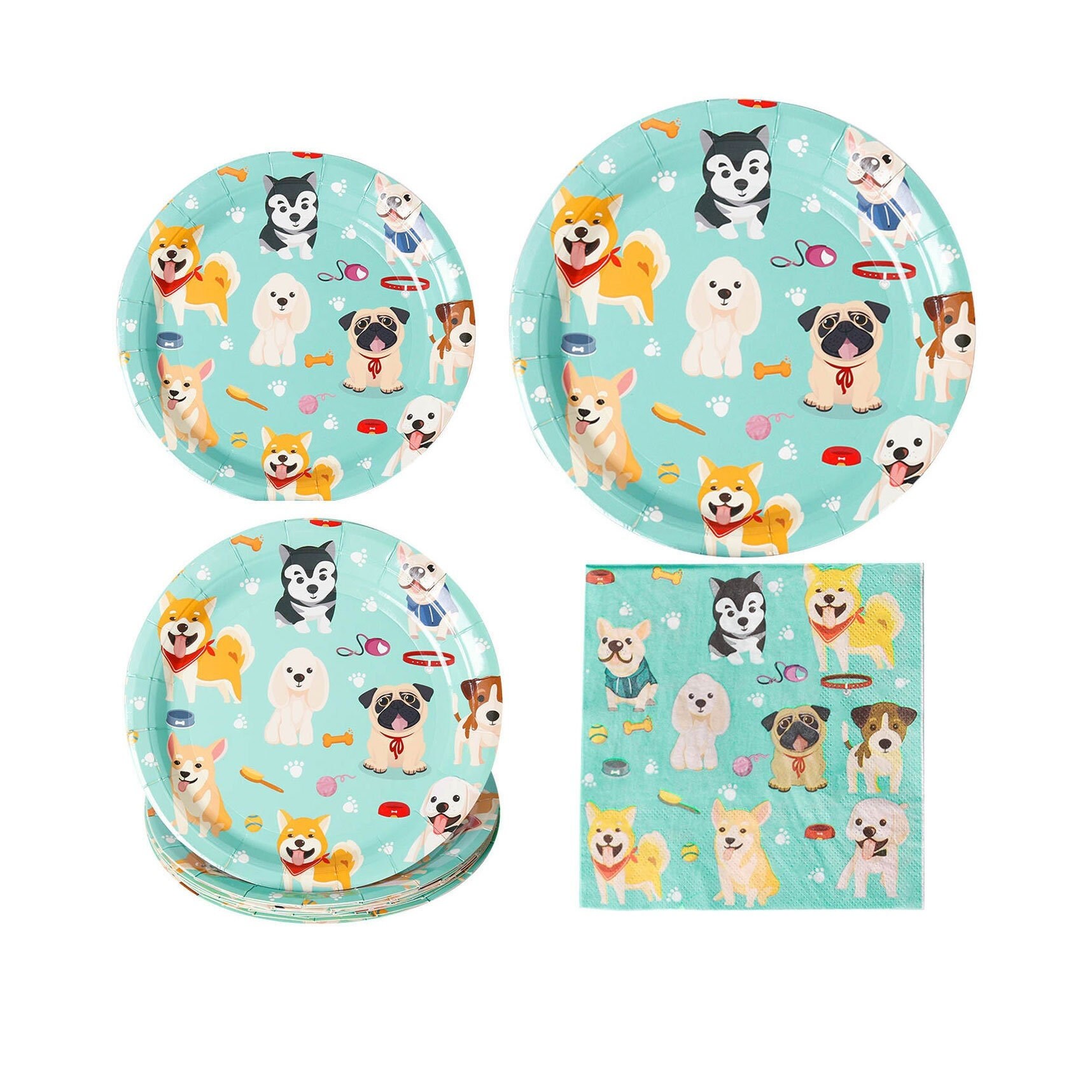 Dog Party Plates Puppy Party Supplies Set Including 16 Dessert Paper Plates 16 Napkins 16 Dinner Plates Birthday or Any Dog