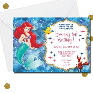 DIY Editable Invitation - Little Mermaid Invitation, Little Mermaid Birthday Party, Princess Ariel, Princess Ariel Under the sea printable