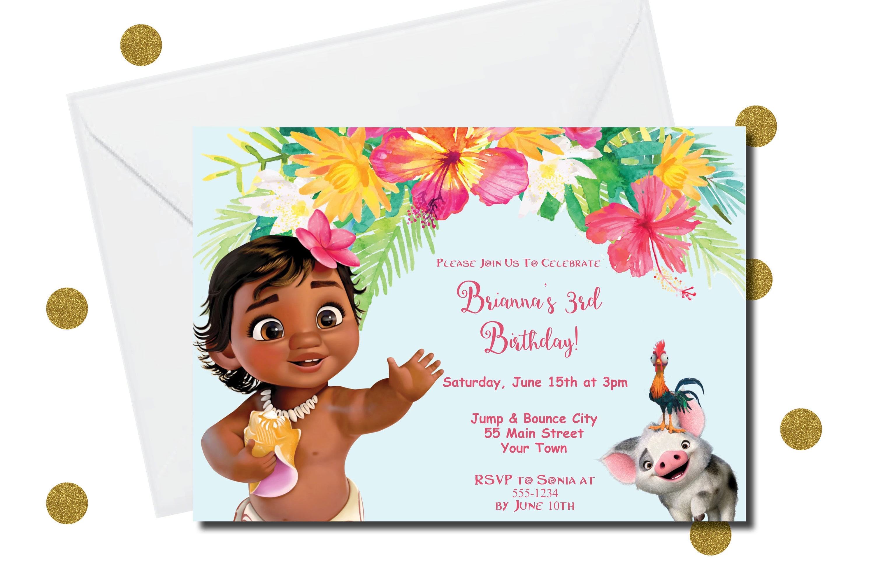 DIY Editable Invitation Baby Moana Party Invitation Print Etsy