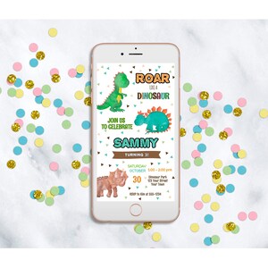 Dinosaur dinosaur birthday invitation,dino birthday iphone invite, dinos invitation, Electronic Invite, smartphone, e-invite,phone invite