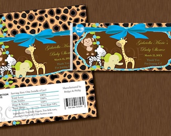 Jungle Baby Shower-godispapper – Personligt, Utskrivbart (Digital Nedladdning)