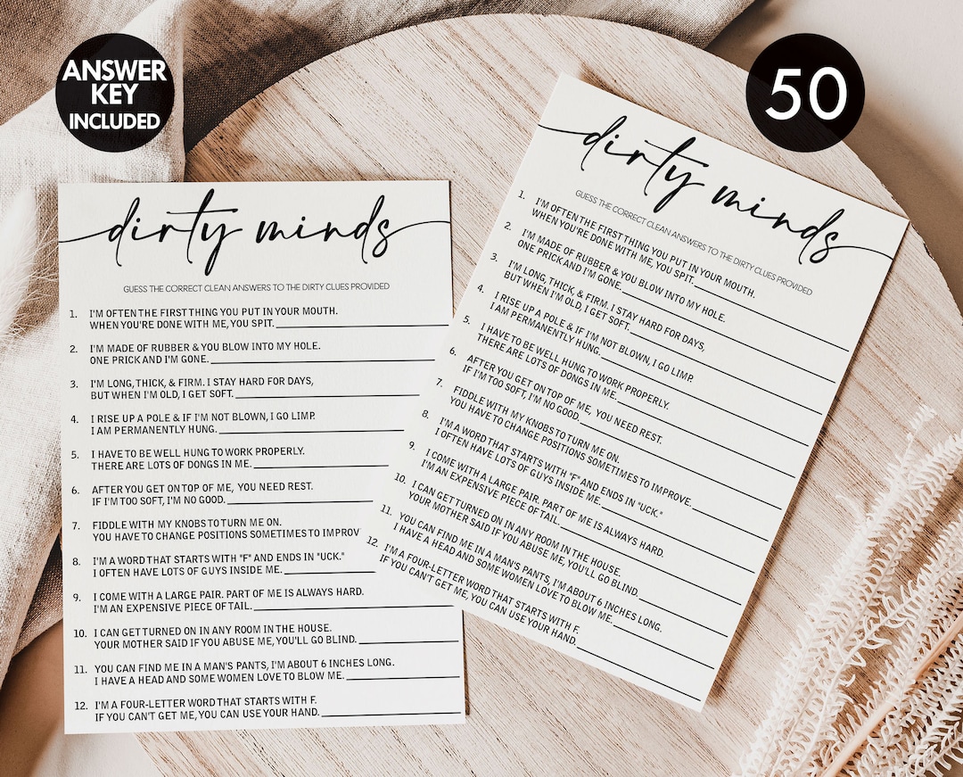 PRINTED + SHIPPED: 50 Dirty Minds Game Cards Bridal Shower Bachelorette ...