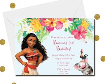 DIY Editable Invitation - Moana Party Invitation Print Yourself, Moana Birthday Invitation DIY, Moana Party Printable Invitation, Moana