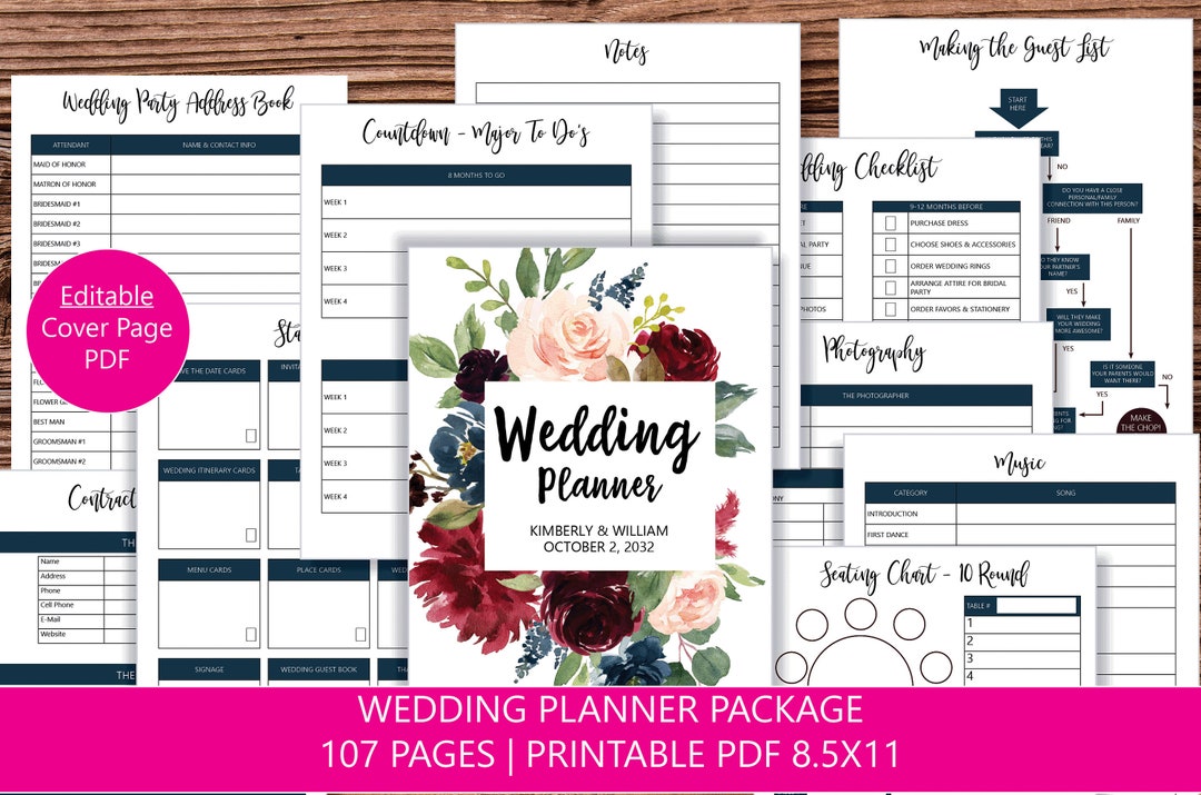 Wedding Planner Printable Wedding Planning Book Printable Wedding