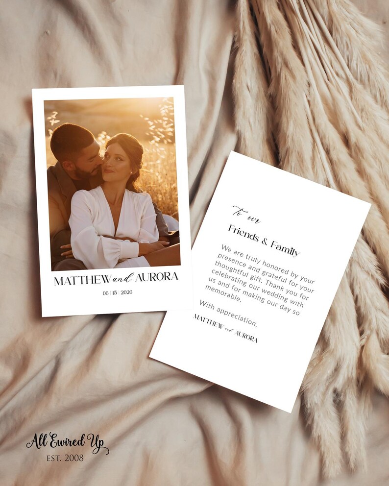 Personalized Wedding Photo Thank You Cards With Envelopes - Etsy