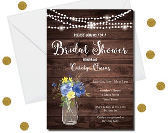 DIY Editable Invitation - Rustic Bridal Shower Invitation - Country Bridal Shower Invite - Printable Invitation - Rustic wedding shower