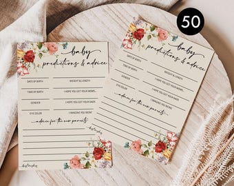 Wildflower Baby Shower Advice Cards: 50 Printed Floral Games