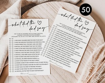What Did The Dad Say? Baby Shower Game Cards (50, Printed)